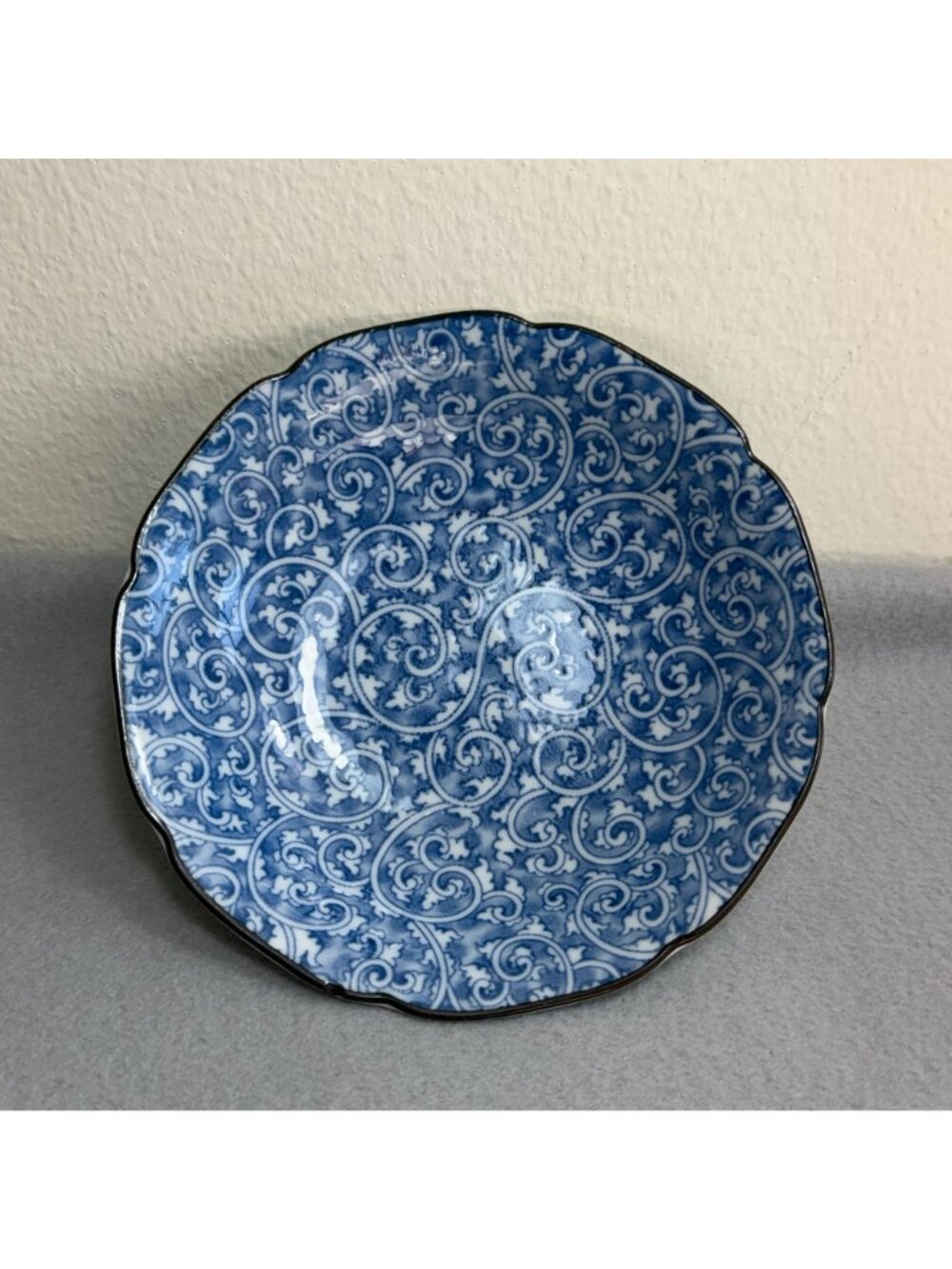 Vintage Takahashi Japanese Porcelain Plate With Blue Floral, Made in Japan - Picture 8 of 14